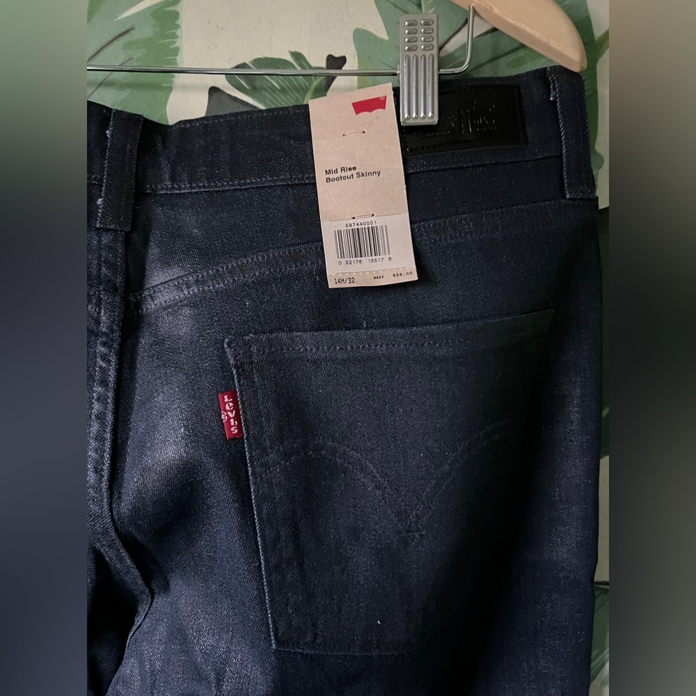 Levi’s Mid Rise Bootcut Skinny Dark Wash Shine Jeans Womens 14 M NWT - Picture 13 of 13